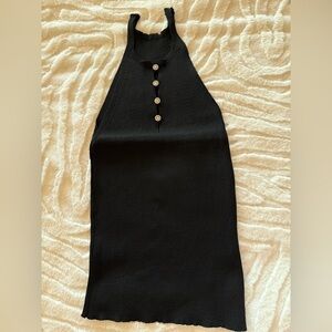Stylish Black Button-Front Halter Top